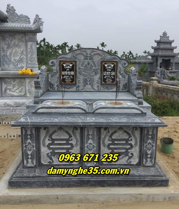 Mẫu mộ đôi bằng đá tự nhiên nguyên khối bán tại Đồng Nai
