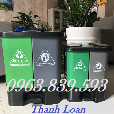 Thùng rác đạp chân 2 ngăn, thùng phân loại rác tại nguồn 0963.839.593