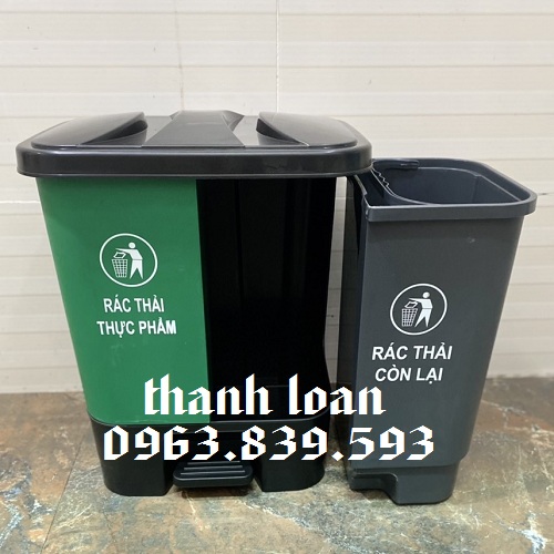 Thùng rác đạp chân 2 ngăn, thùng phân loại rác tại nguồn 0963.839.593