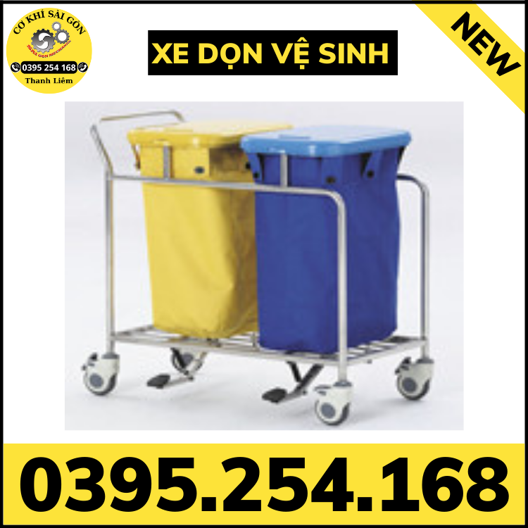 Xe dọn vệ sinh inox 304 chuyên sử dụng trong bệnh viện