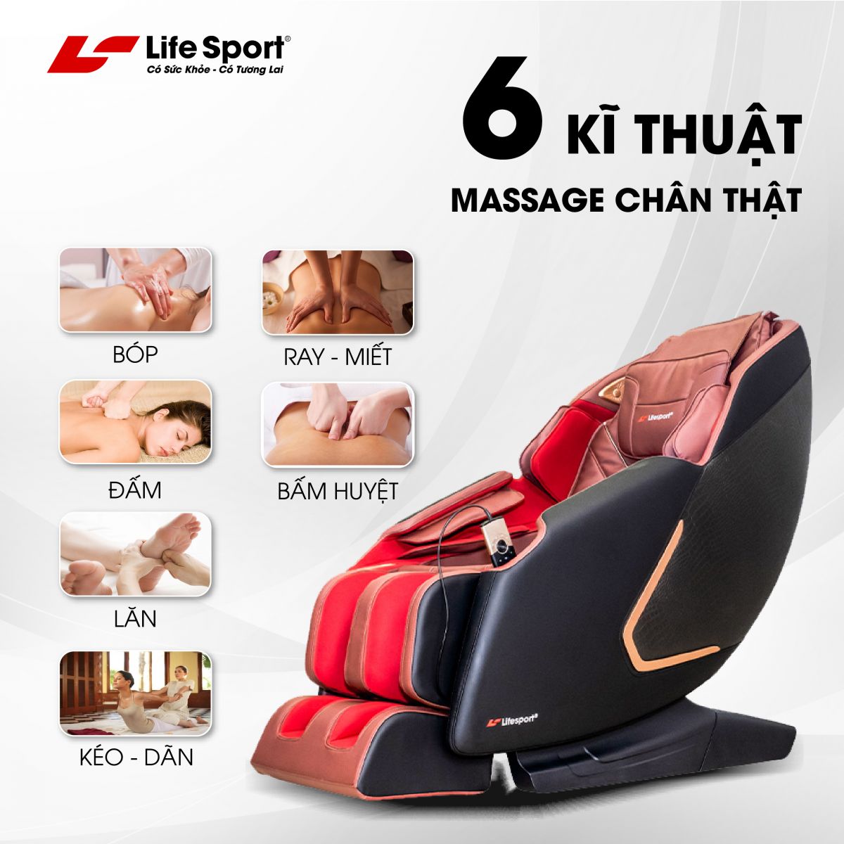 Chăm sóc sức khỏe cùng với Ghế Massage Lifesport LS-900