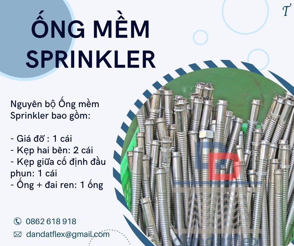 Ống mềm chữa cháy, ống nối đầu phun sprinkler, khớp nối mềm PCCC