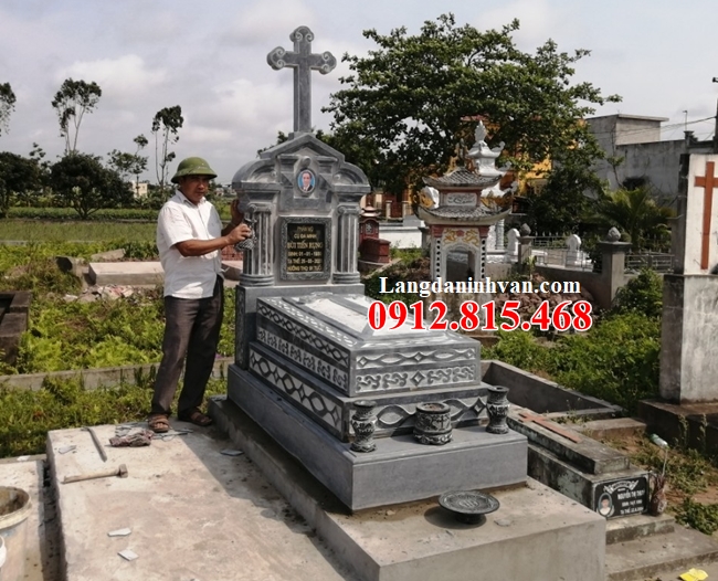 Quảng Nam bán mẫu mộ đá công giáo đẹp 925 - Mộ đạo Quảng Nam đẹp