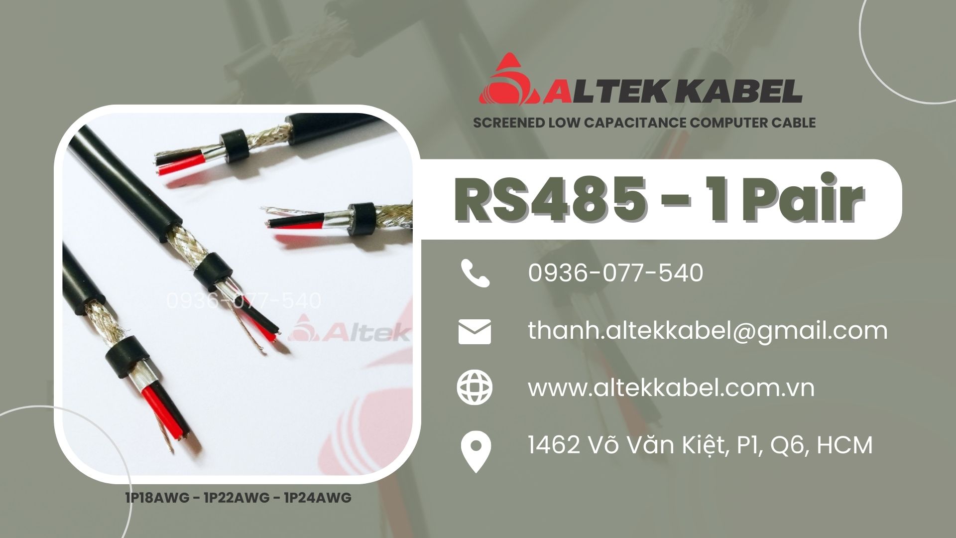 Cáp điều khiển RS485 Altek Kabel - RS485 1P24AWG