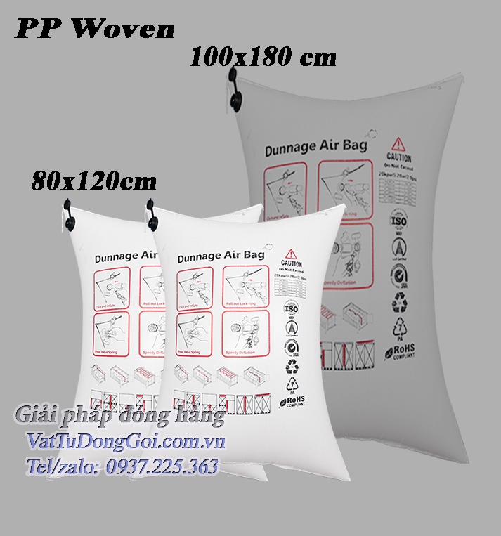 Túi khí chèn hàng PP woven 80x120cm chịu ẩm cao- Thùng 55 cái