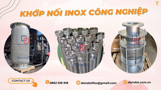 Khớp nối mềm inox 304, khớp nối mềm nối ren, khớp nối inox co giãn