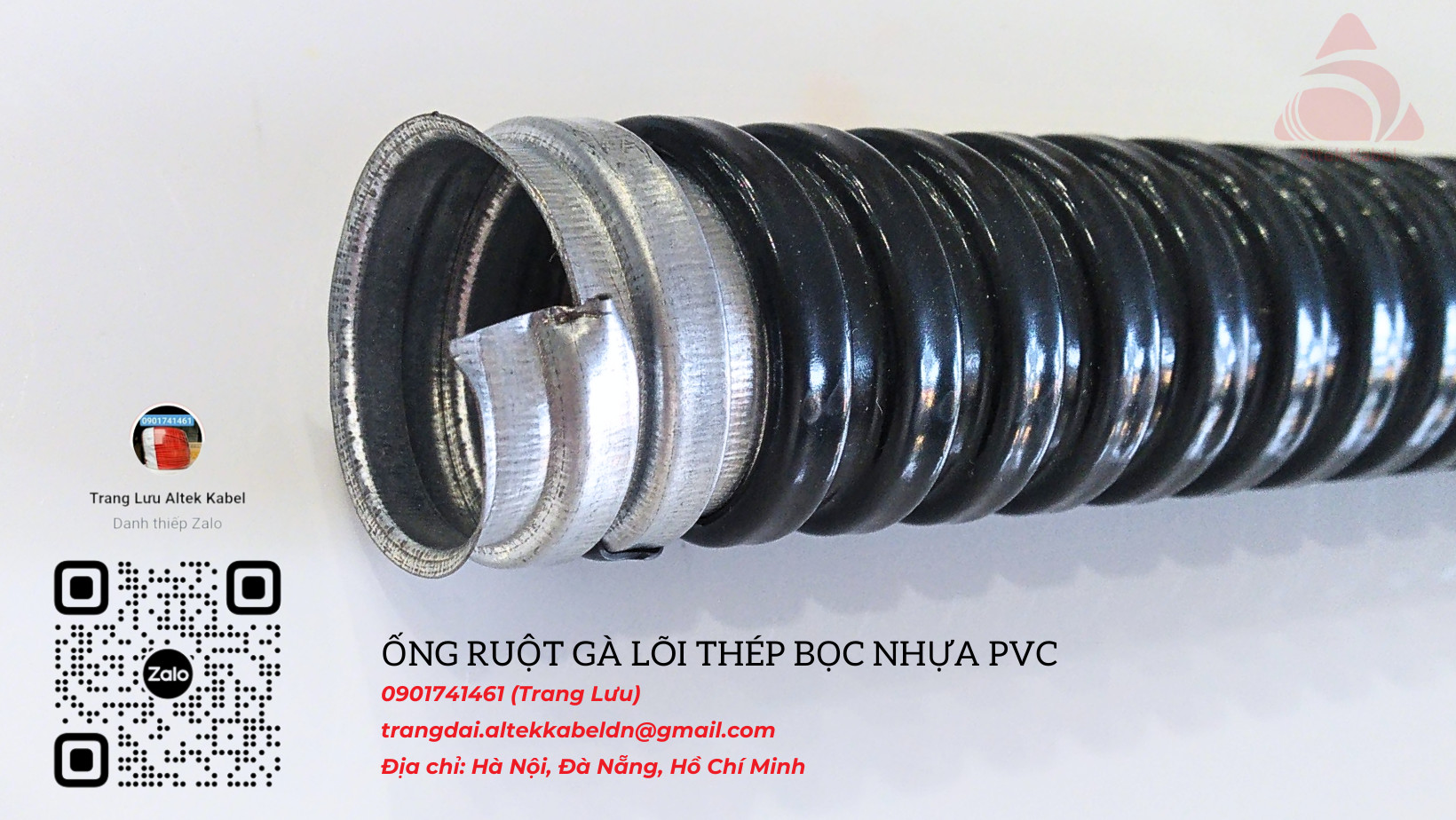 Ống ruột gà lõi thép bọc pvc phi 16 - 3/8 inch