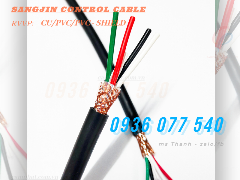 Sangjin control cable  - Shield - 4C x 0.5 MM2 - Cáp điều khiển RVVP