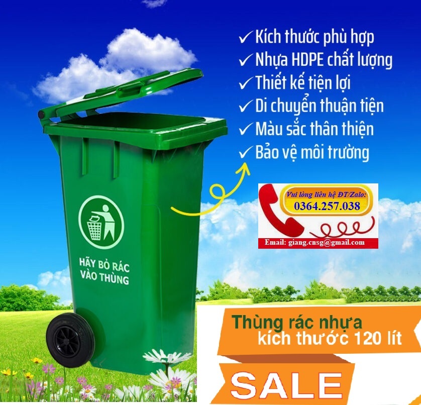 Siêu giảm giá thùng rác nhựa 120l, 240L giao hàng ngay trong ngày