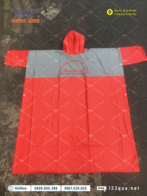 Cơ sở sản xuất áo mưa cánh dơi in logo quảng cáo giá rẻ