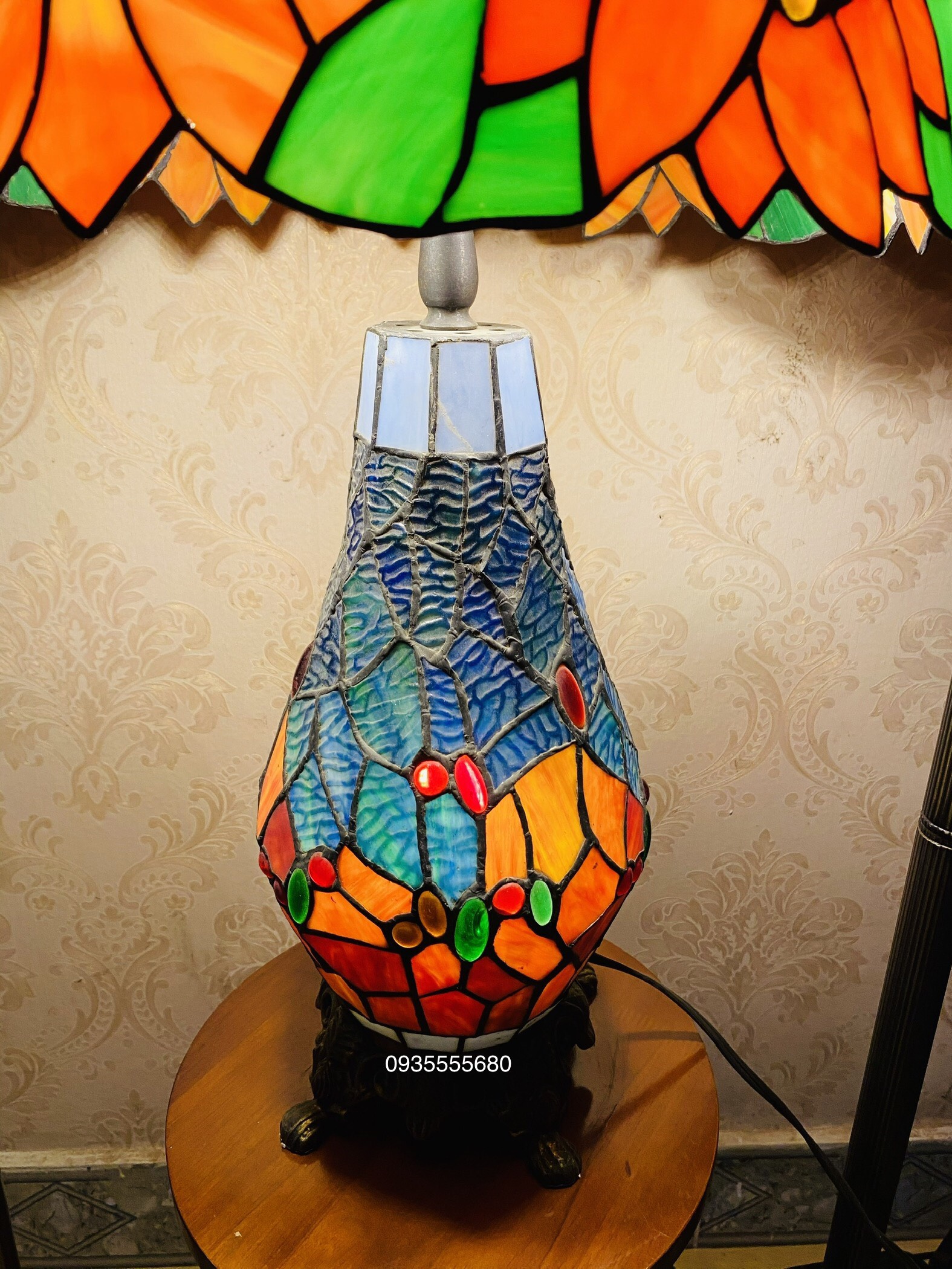 Đèn bàn tiffany hai thân họa tiết hoa hướng dương