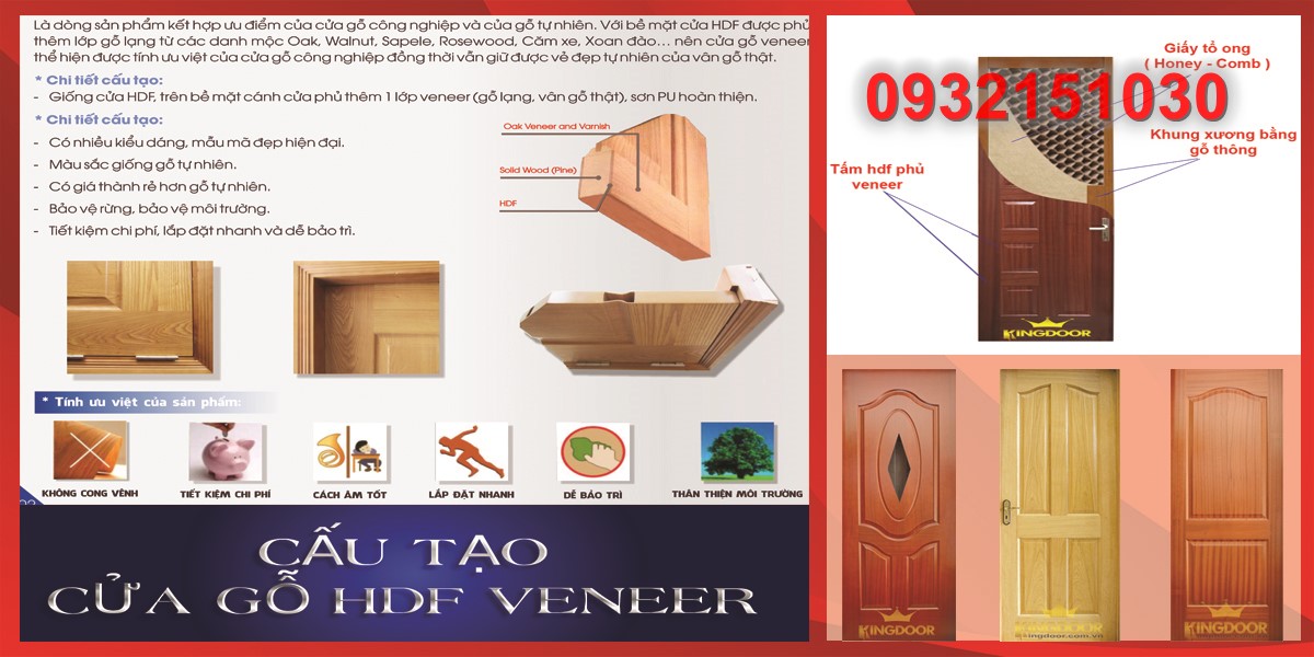 Cửa gỗ HDF veneer- Cửa gỗ công nghiệp giá rẻ