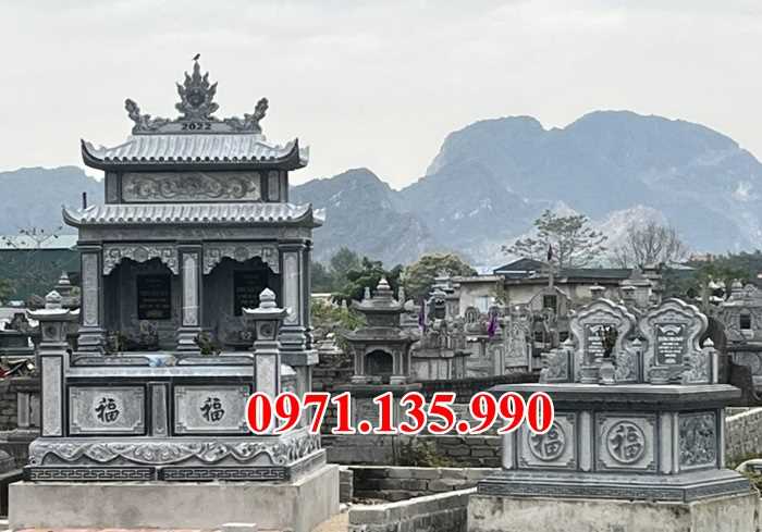 Mộ đá đôi - Mẫu mộ đôi bằng đá đơn giản đẹp bán tại Thái Bình