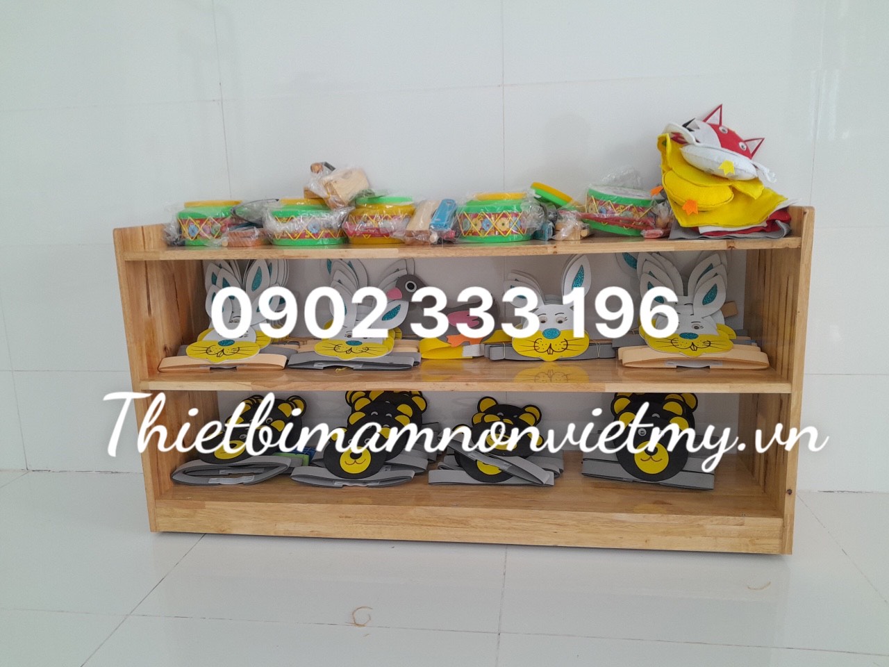 Kệ gỗ mầm non, giá để đồ chơi giá rẻ tại Công Ty Việt Mỹ