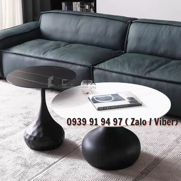 Bàn sofa mặt đá tròn chân thép sơn tĩnh điện TS0952/45-75E CAPTA HCM