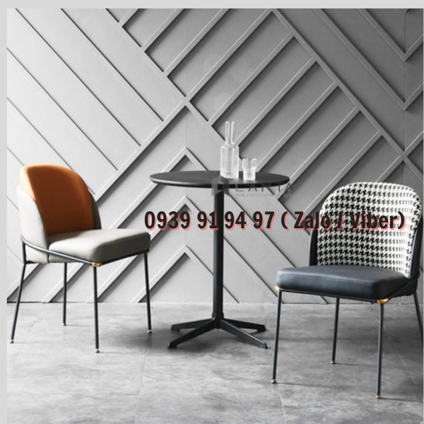 Bộ bàn trà cafe mặt gỗ MDF 2 ghế nệm vải SL TE1541-06W / ECO 19A CAPTA