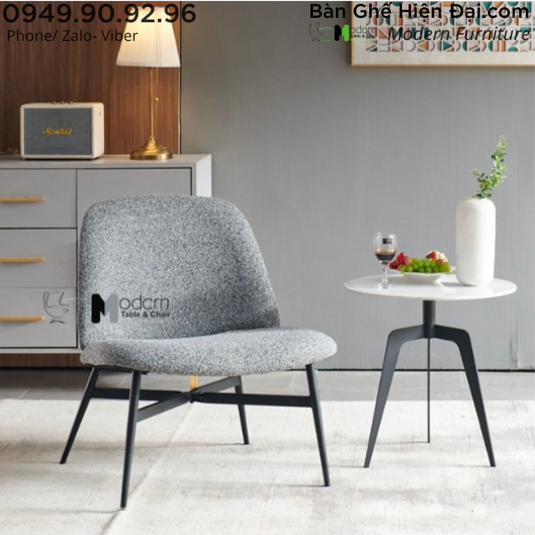 Bộ bàn tròn thư giãn mặt đá ghế bọc nệm vải HCM TS0961-05E CS0928-F