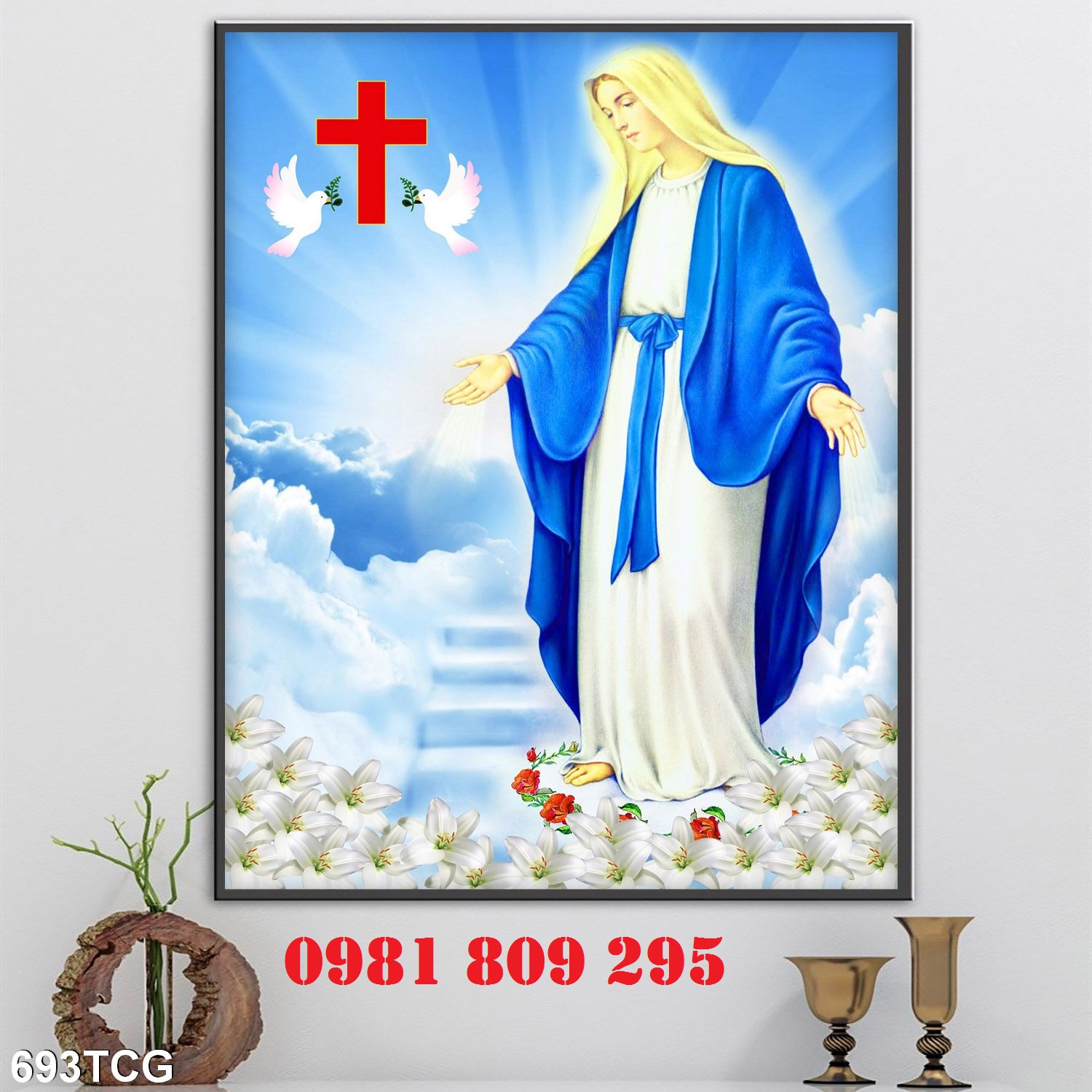 Tranh gạch đức mẹ maria công giáo 3d BG555