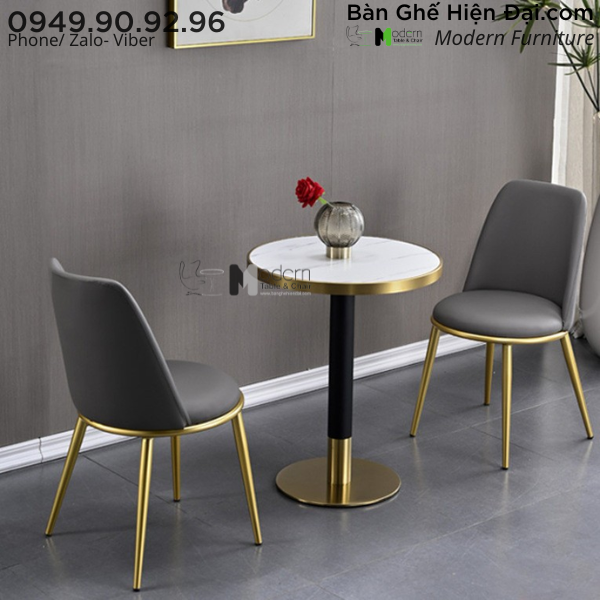 Bộ bàn cafe nhà hàng mặt đá ceramic 2 ghế HCM TE1543-06EC LUX 14B-P
