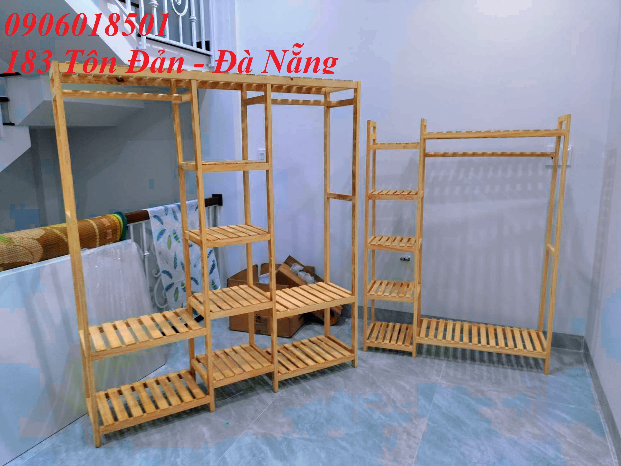 Các mẫu kệ tủ treo áo quần gỗ thông tại Đà Nẵng - Hội An 0906018501