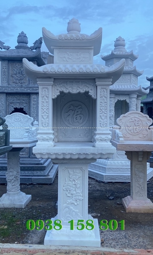 Cây hương thờ - Mẫu cây hương đá thờ có mái ngoài trời bán Vũng Tàu