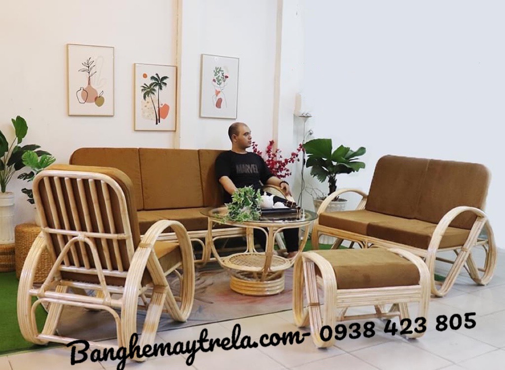 Sofa mây tự nhiên phòng khách- Sofa mây tre đan