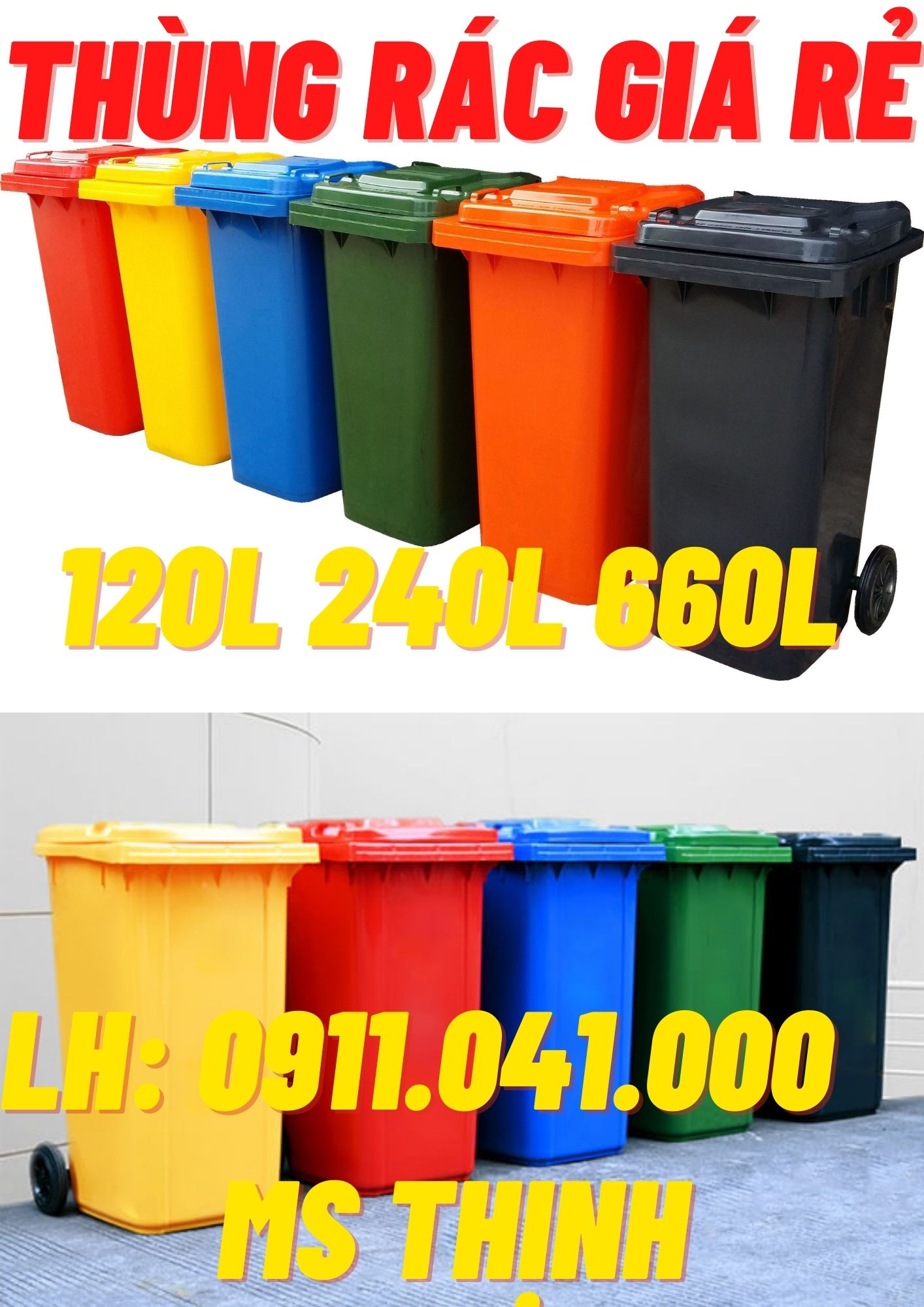 Phân phối thùng rác nhập khẩu 240 lít 0911.041.000 Ms Thịnh