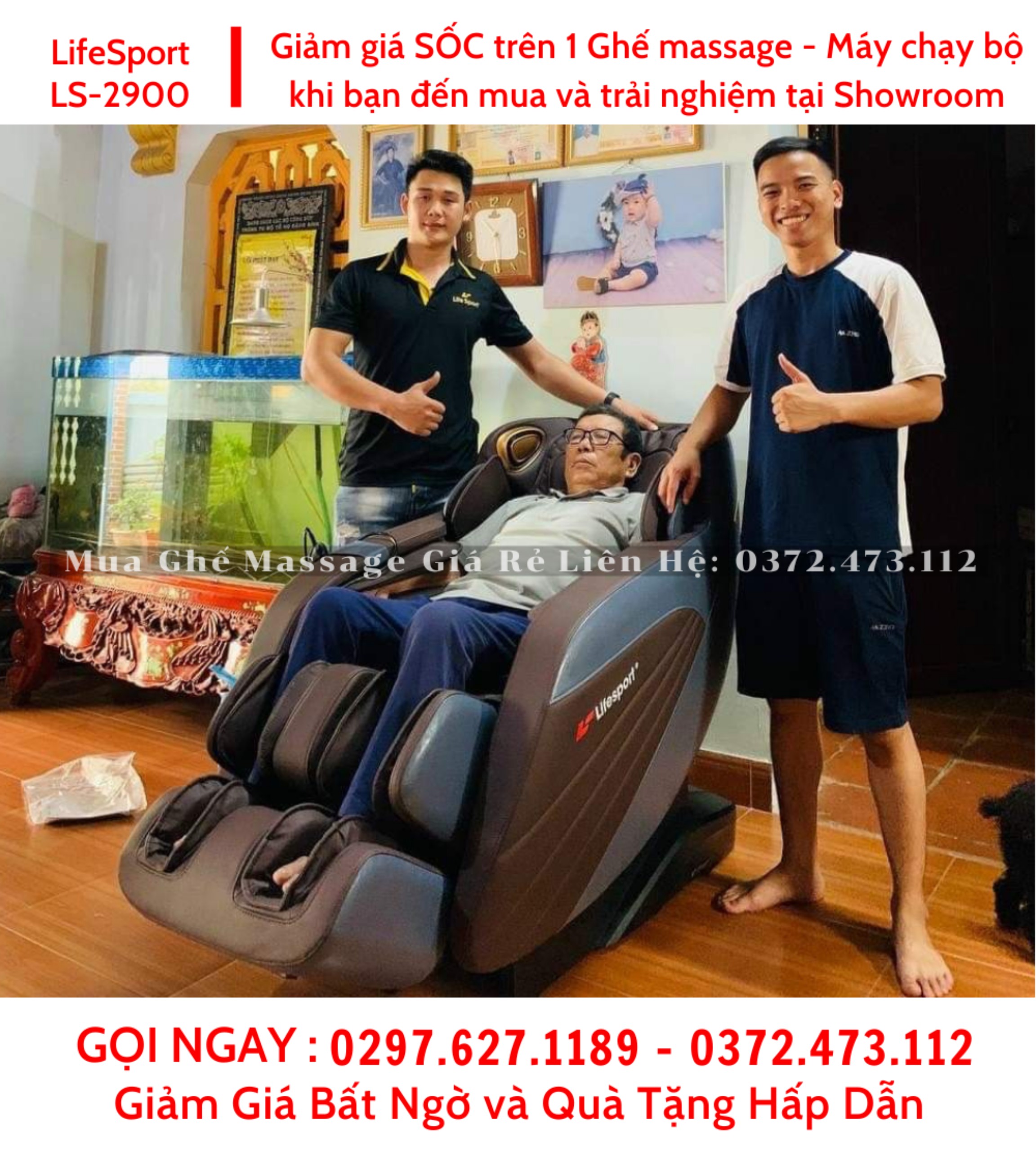 Ghế massage Lifesport LS-2900 giảm giá 60% mua 1 tặng 1