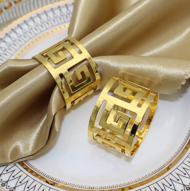 Vòng khăn ăn, napkin ring hoạ tiết mạ vàng sang trọng